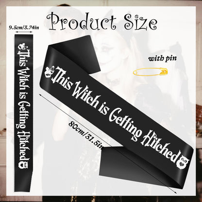 JXYCBZYing Black This Witch is Getting Hitched Sash, Halloween Bride to Be Sash, Witchy, Halloween Themed Bachelorette, Engagement, Bridal Shower, Wedding Party Supplies, Accessories, Decorations