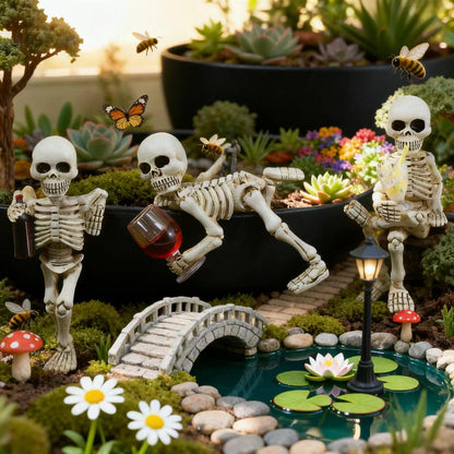 3 pieces Halloween skeleton flowerpot plant decoration, creepy Halloween statue skeleton suitable for flower, courtyard, lawn, cemetery decoration, haunted house props indoor/outdoor decoration