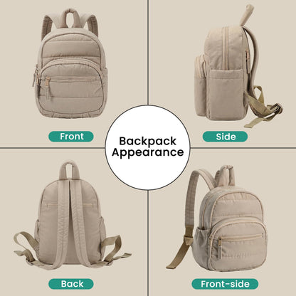 MxDicha Backpack for Women, Mini Backpack with Quilted Design and Adjustable Straps, Large Capacity Multi Compartment, Lightweight Comfort for Work Travel Outdoor Gym Hiking, Bookbag for Women(camel)