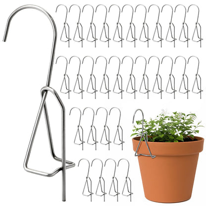 Suwimut 30 Pack Terracotta Pot Hangers, Stainless Steel Flower Pot Clips for Clay Pots, Wall and Fence Mounted Vertical Hanging Metal Plant Pots Hook for Indoor Outdoor Patio Balcony Garden Plants