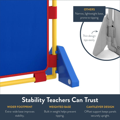 Children's Factory Big Screen PlayPanel, Kids Room Divider, Lightweight, Classroom Privacy Screen, Cantilever Feet Included, Plastic, Vinyl, 1 Panel, Blue