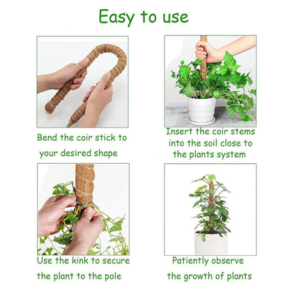 Moss Pole for Plants，Bendable Moss Pole for Plants Monstera，Handmade Coir Plant Support Stakes for Potted Plants, Pothos (48Inch)