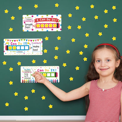 3 Sets Magnetic Rewards Chart for Kids I Can Do It Token Board Pencil Themed Behavior Chart at Home Positive Star and Customization Goal Box Incentives for Teacher Essentials Elementary Classroom