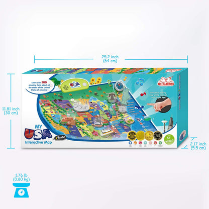 BEST LEARNING i-Poster My USA - Interactive Talking United States Map for Kids Ages 5-12 - Birthday Gift for 5 6 7 Year Old Boys & Girls - STEM Homeschool Educational Toy