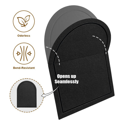 Arched Felt Bulletin Board, Sized 24" x 18" Cork Board Alternative Grooved Edge Foldable for Office & Wall, Customizable Adhesive Tiles with Pins Hooks for Photo Display School Home Office, Black