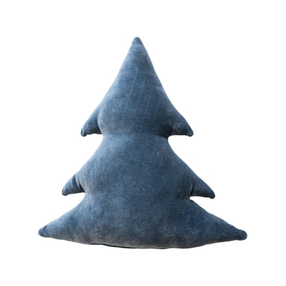 Creative Co-Op Cotton Tree Shaped Pillow, Blue
