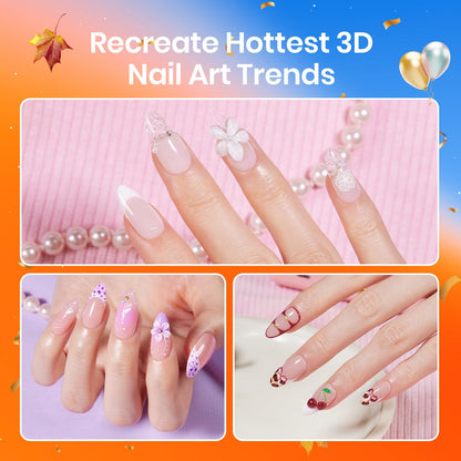 Beetles Nail Art Brushes 8pcs – Crystal Nail Art Tools 5pcs Double-headed Nails Dotting Tool, 3pcs Striping Liner Brushes for Nails with Pearls Bowknot Stickers, DIY Home Salon Manicure Design Tools