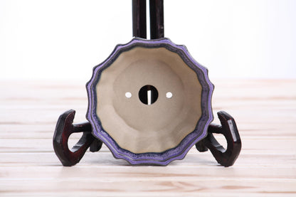 Willow Bonsai Ceramics Flower Design Bonsai Pot 4.5 Inch – Elegant Ceramic Bonsai & Succulent Pot, High‑Fired Frost‑Proof Stoneware with Drainage+Wiring Holes, Handmade USA (Purple, 4.5inch)