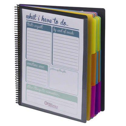 Smead 24 Pocket Poly Project Organizer, 1/3-Cut Tab, Letter Size, Gray with Bright Colors (89206), (Pack of 10)