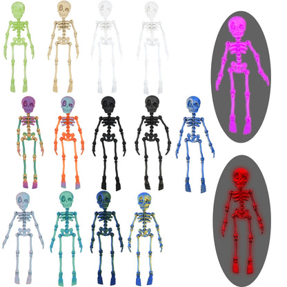 ZMJY 15-Pack Poseable Skeleton Magnets for Fridge - 3 Glow in The Dark, Articulated Refrigerator Magnets with Strong Hold, 3D Printed Halloween Decor for Office, Locker, Gothic Home Decor