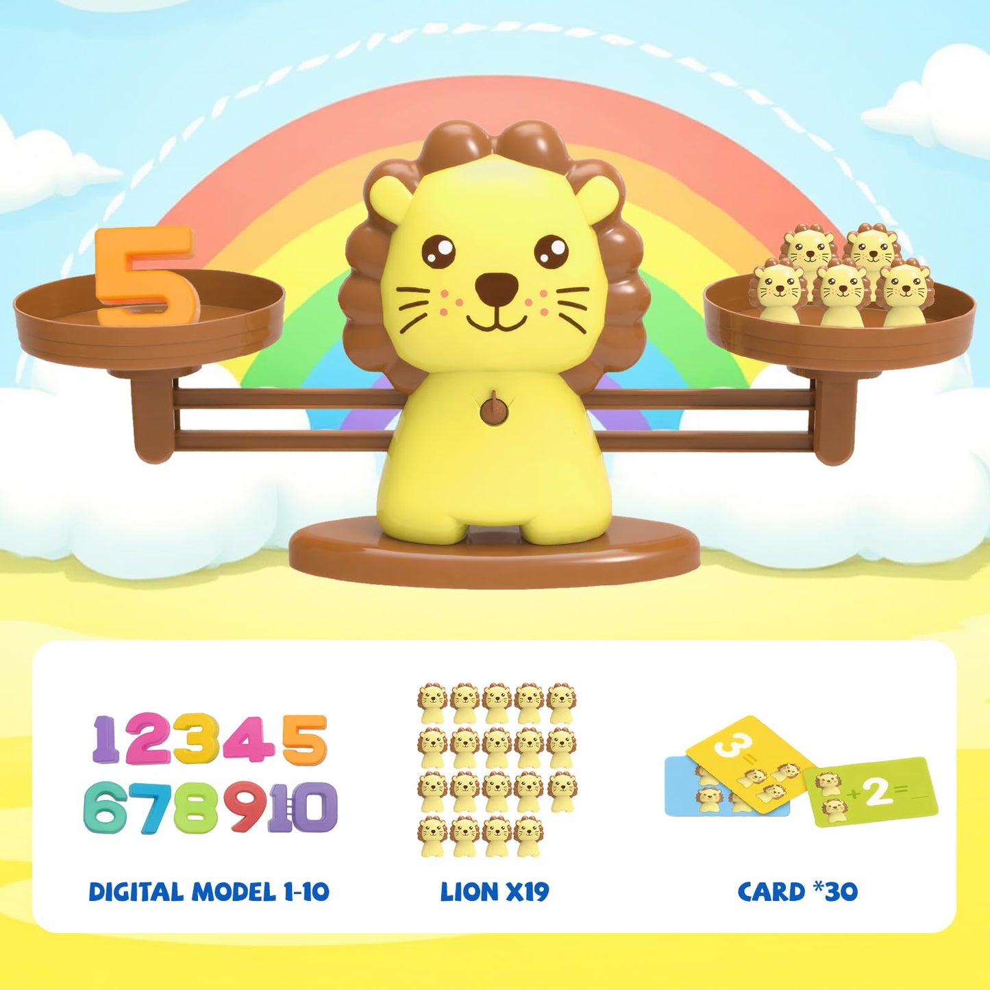 Snugzy Lion Balance Counting Toys, Number Counting Scale Games for Kids Cool Math Learning Games for Boys and Girls Preschool Kindergarten Learning STEM Montessori Educational Toys for 3+