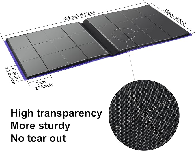 GEAoffice Card Binder 12 Pocket, 624 Pockets Trading Card Album Folder for Standard Cards, Side Loading Card Collection Folder for MTG, TCG, Sport Cards, Purple