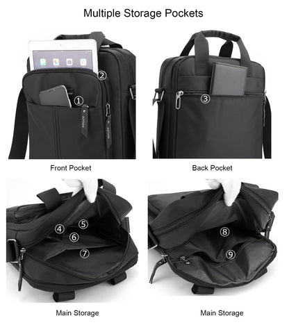 natyrlpog Men's Shoulder Bag Nylon Crossbody Bag Waterproof Casual Black Messenger Bag for Work Travel, Black