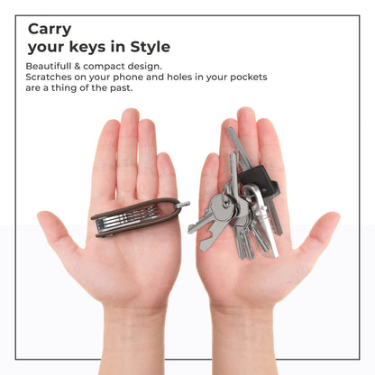 Northwall Leather Key Organizer – Minimalist Pocket Key Holder for Men and Women – Holds Up to 7 Keys with Secure Locking Mechanism– Durable Vegetable Tanned Leather Keychain Accessory Brown