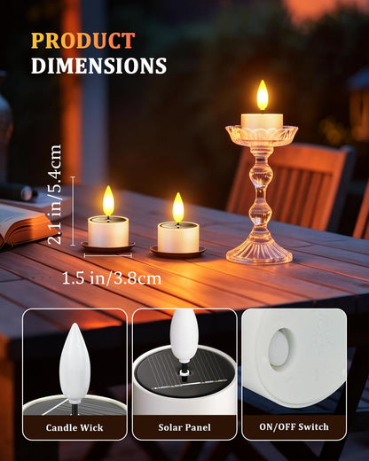 SoulBay Solar Tea Lights Outdoor Waterproof, 12 pcs 1.5" D x 2.1" Reusable Dusk to Dawn Flickering Small LED Tealight Candles, Flameless Votive Candle for Lanterns Patio Garden Camping Décor