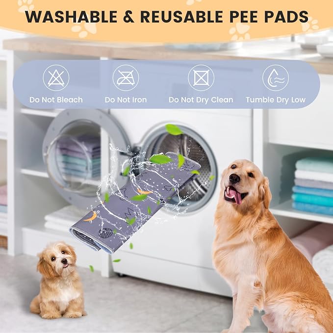 UPSKY Washable Pee Pads for Dogs 2 Pack 48” x 60” Reusable Puppy Pads Waterproof Pet Training Pads, Non-Slip Dog Mats Fast Absorbent Whelping Pads for Playpen, Potty, Crate, Bed