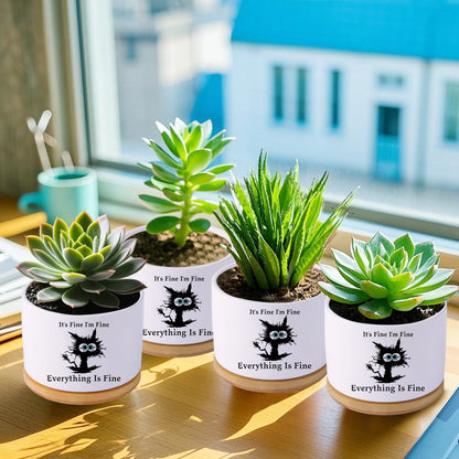 Haooxinwei Black cat planters for Indoor Plants,Funny Gifts for Cat Lover,Indoor Plants Garden Planters Succulent Pots, with Drainage Holes and Saucer(No Plants) (Black Cat)