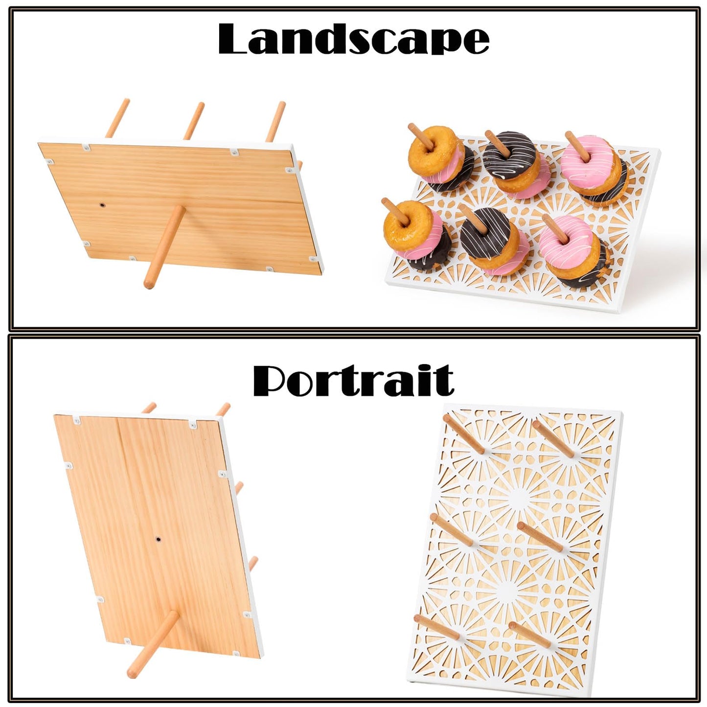 WOPARTY Donut Wall Stand,Doughnut Display Stand,Bagel Holder for Party, Dessert Table,Birthday, Wedding, Baby Shower, Bridal Showers,Party Supplies（Rectangular）