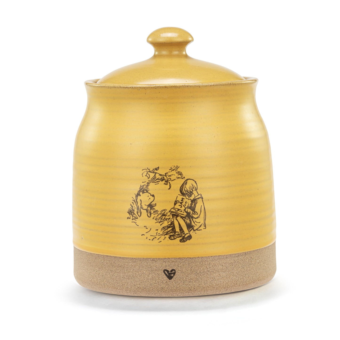DEMDACO Winnie-the-Pooh Yellow Stoneware Kindness Honey Pot - Honey Pot Cookie Jar - Countertop Snack Jar - Simple Color Palette - Hand-Thrown Feel - Raw Clay-Like Bottom - Whimsical Design