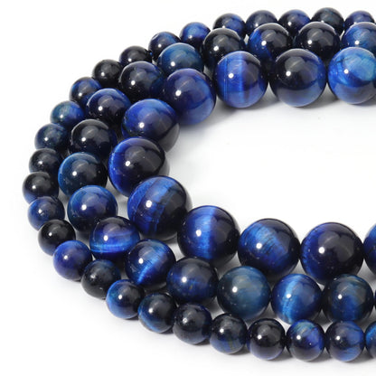 Siomia 45pcs 8mm Natural Blue Tiger Eye Gemstone Beads Energy Healing Crystal Round Loose Stone Beads for Jewelry Making, DIY Bracelets Necklaces