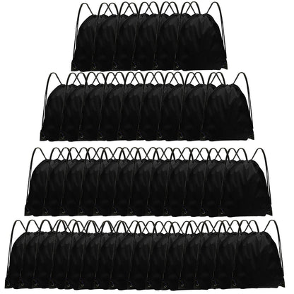 Grneric Drawstring Backpack Bulk 42 Pcs String Backpack Drawstring Bags Cinch Bag Sackpack for Men Women Gym (Black)