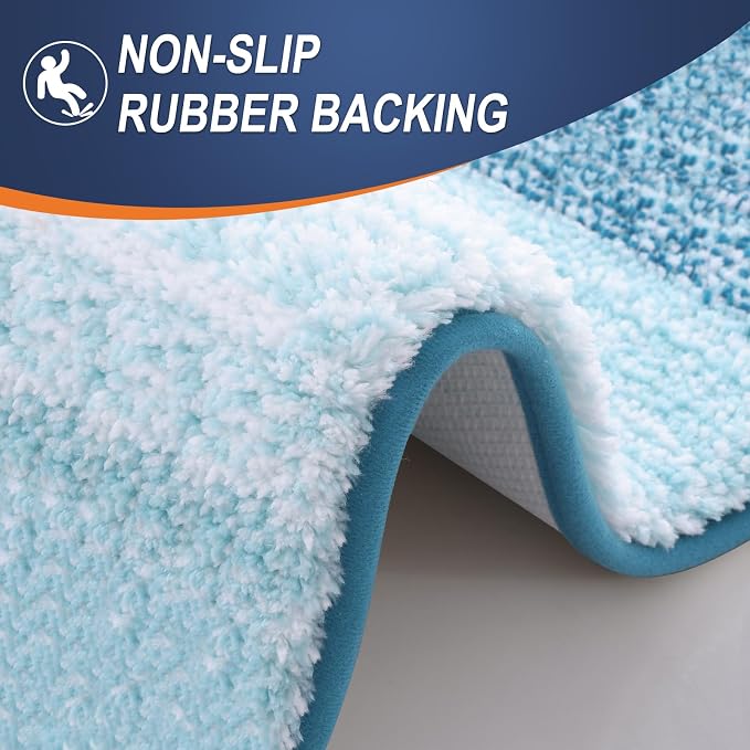 OLANLY Bathroom Runner Rugs Mat 70x24, Extra Soft Absorbent Microfiber Bath Rugs, Rubber Backing, Quick Dry, Washable Long Bath Mats for Bathroom, Tub and Shower, Home Decor Accessories, Peacock Blue