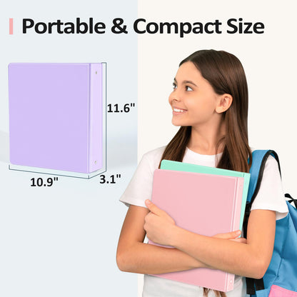 BinderX Extra Durable 3 Ring Binder, Round Ring 2 Inch Binders, Fits 450 Sheets of 8.5x11 Paper, Customizable View Cover with Inside Pockets, Cute 2" Binder, School Supplies for Girls, Burgundy Red