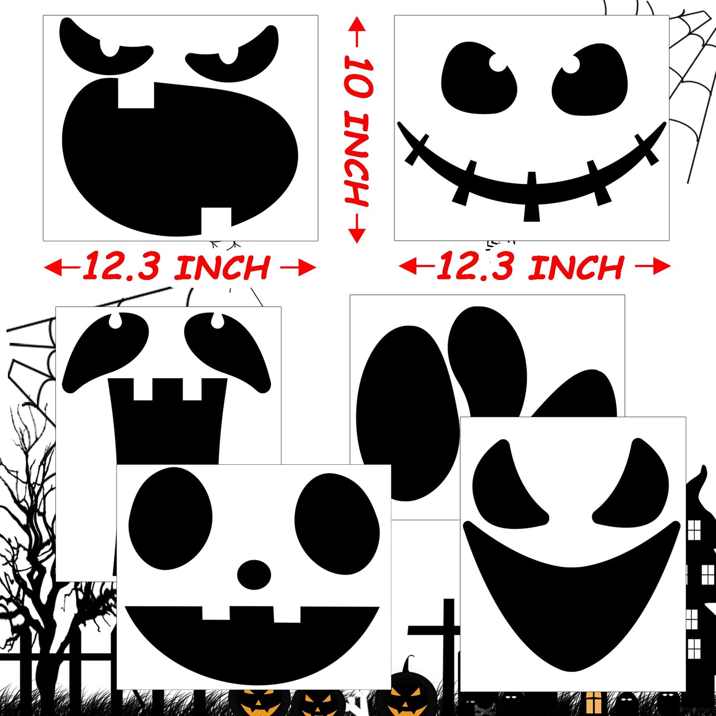 Ahuimeius 6 Pack Halloween Ghost Eyes for Crafts Decor Kit - Large Spooky Ghost Face Decals Stickers Adhesive Felt for Indoor Halloween Decorations, DIY Cute Spooky Face Costume Decor