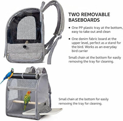 Bird Backpack Carrier,Bird Travel Cage with Standing Perch and Removable Tray,for Small Birds Parrot Parakeet,1,38 * 24 * 31cm