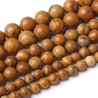 90PCS 4MM Natural Woodgrain Jasper Stone Beads Energy Healing Beads for DIY Jewelry Bracelet Necklace Making for Jewelry Making15Inch