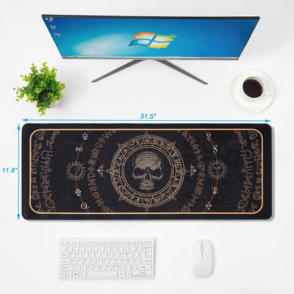 Gold Cool Skull Horror Mouse Pad,Gaming Mouse Pads Goth Desk Accessories, 31.5x11.8x0.12inch Goth Mouse Pad with Non-Slip Rubber Base (Skull)