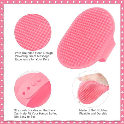 Rabbit and Small Pet Grooming Kit - Slicker Brush, Massage Glove, Nail Clipper, Flea Comb, Double-Sided Brush for Rabbits, Guinea Pigs, Hamsters (Pink)