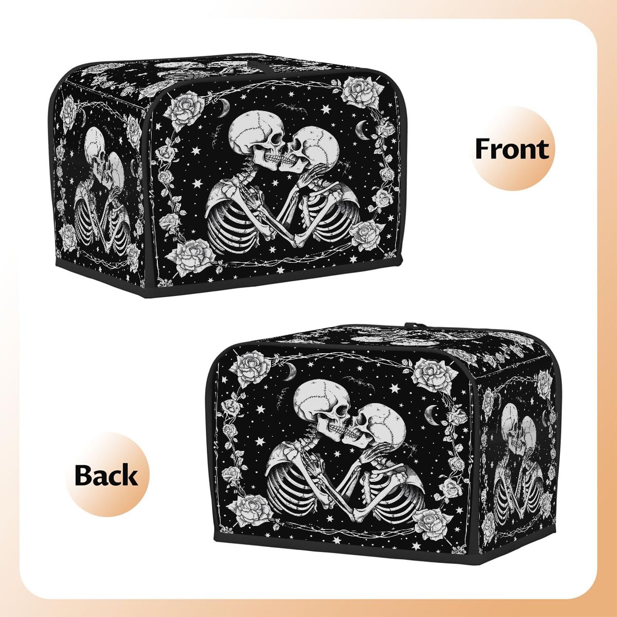 Toaster Cover 4 Slice Wide Slot Halloween Skull SkeletonBread Toaster Oven Dustproof Cover Small Appliance Kitchen Covers Dust and Fingerprint Protection for Women Gift 4 Slice