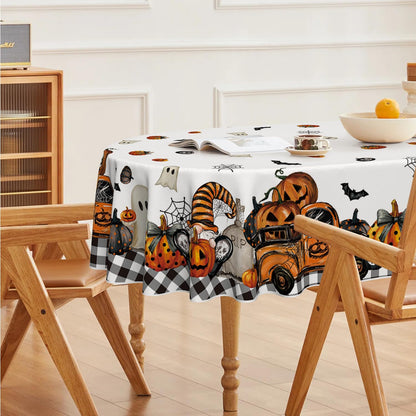 Horaldaily Halloween Tablecloth 60×84 Inch Oval, Ghost Pumpkin Washable Table Cover for Party Picnic Dinner Decor