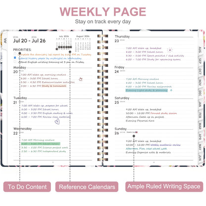 Planner 2026-2027, Weekly and Monthly Academic Planner, July 2026 - June 2027, Hardcover Calendar Agenda Book for School Year Planning, School Supplies for Teacher and Student, A5(6.3'' x 8.5'')