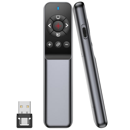 TITIANCOOL Wireless Presentation Clicker with Laser Pointer, USB-C & USB-A Dual Receiver, Hyperlink & Window Switch Support, 100M Red Light, Compatible with PowerPoint/Keynote/Google Slides