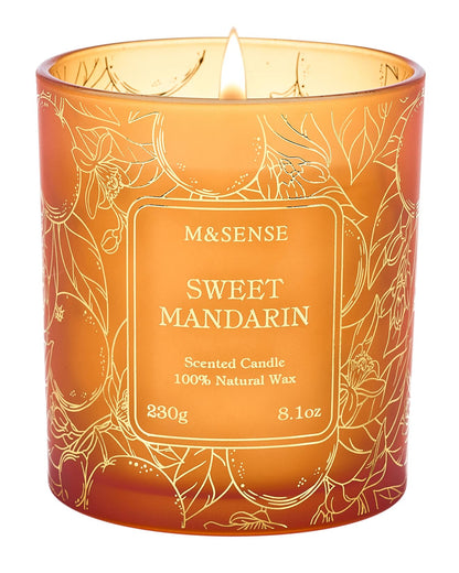 M&SENSE Sweet Mandarin Soy Candle, No Toxin Refreshing Fragrance, 8.1oz 42-Hour Long Burning, Bright Refreshing Citrus, Summer Housewarming Gift