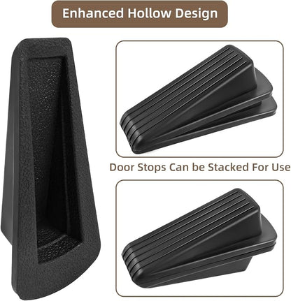 JZWBLILY Door Stoppers for Bottom of Door on Floor, Premium Rubber Door Stopper Wedge, Floor Sturdy Stackable Door Stops for Carpet Heavy Duty Door, Door Gaps (Black, 2 Pack)