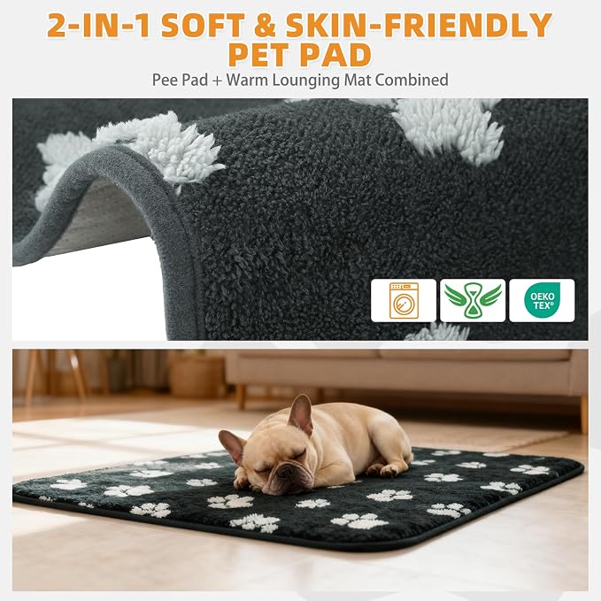 KOOLTAIL Washable & Waterproof Dog Whelping Pad for Large Dogs, 36x41in Super Absorbent & Soft Warm Plush Puppy Pads Potty Training, Quick Dry Reusable Pet Mats for Whelping Box Supplies,Playpen,Crate