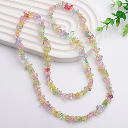 200pcs Multicolor Glass Crystal Chip Beads 5-8mm Irregular Pre-Drilled 30-inch Strand Healing Crystal Bead for DIY Jewelry Making Bracelet Necklace Chakra Crafts