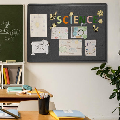Lightomorrow Large Bulletin Board - 48 x 36 Inches, Decorative Felt Pin Board for Wall - 4' x 3' Foldable Photo Display Board with Self-Adhesive Tape, Includes 20 Push Pins - Dark Gray
