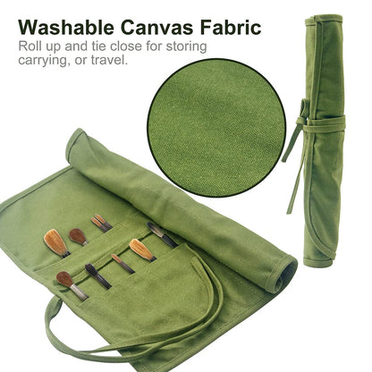 Yongdeli Canvas Paint Brush Organizer - 22 Pocket Holder for Acrylic, Oil, Watercolor & Gouache Artist Brushes
