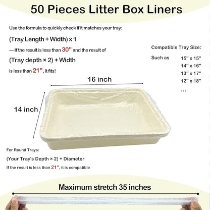 Disposable Small Animal Cage Liners, Rabbit Litter Box Lines Pet Tray Liner Bags Guinea Pig Cage Toilet Plastic Film for Bird Hamster Chinchilla Hedgehog (50 PCS, 30'')