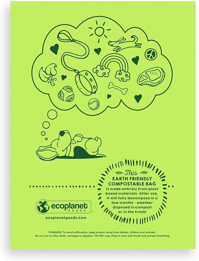Compostable Dog Poop Bags I 480 Bags I Made in USA I Completely Biodegrades 90 Days After Use I 100% Plant Based I Eco-Friendly I Extra Strong, Leak Proof, 9”x12”, Premium Thickness