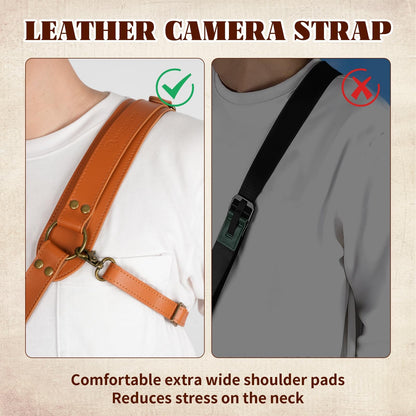 4J LEDR Leather Camera Strap,Single Camera Shoulder Harness for One Camera,Professional Camera Harness for Photographers,Camera Strap Crossbody Quick Release Gear DSLR/SLR,Camera Accessories,TAN