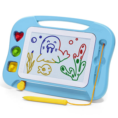 SGILE Toddler Toys for Kids, Magnetic Drawing Board for Birthday Gift, Toys for 1 2 3 Year Old Girls Boys, Etch & Sketch Pad with 3 Stamps, Learning and Educational, Light Blue