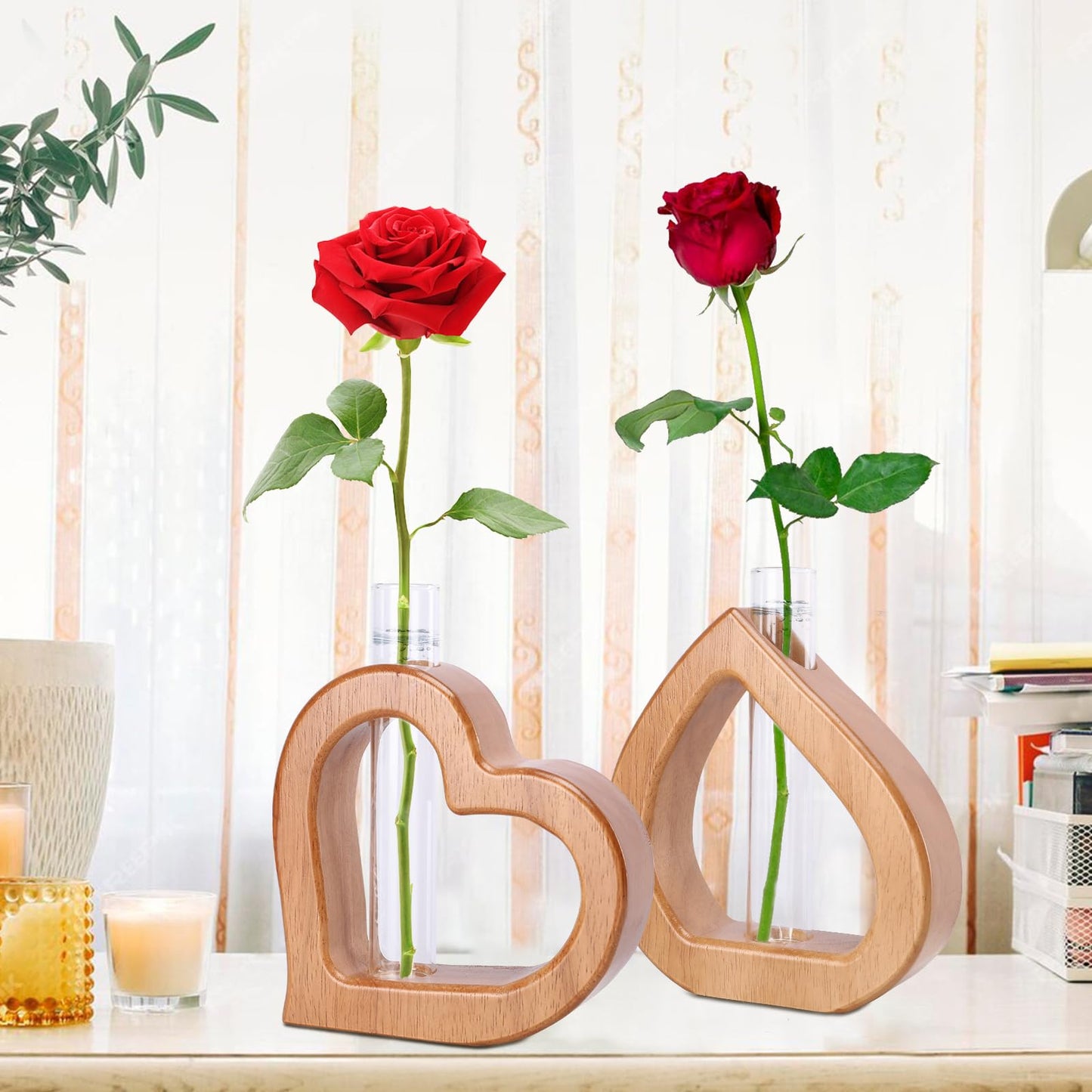 Chonsun Plant Propagation Stations 2 PCS Wall Hanging Planters for Indoor Plants Glass Tubes Home Decorations Gifts Terrarium Plants Live