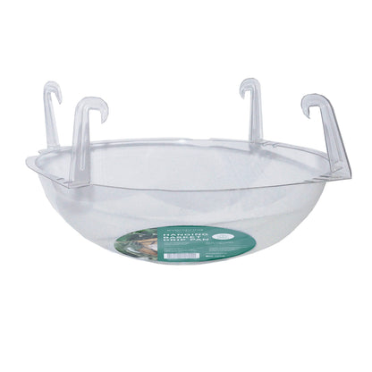 Curtis Wagner Plastics Wire Coco Hanging Basket Drip Pans (5-Pack) | Clear, Round (Top 12” - 14", Depth 3.75") Hanging Plant Tray Saucer with Built-in Hooks & Water Catcher for Indoor & Outdoor