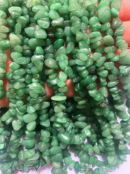 jodaying 7-8mm Natural Green Aventurine Gemstone Chips Healing Gravel Bracelets Necklace Kit Irregular Tumble Stone Beads DIY Crafts Design Jewelry Making 32"