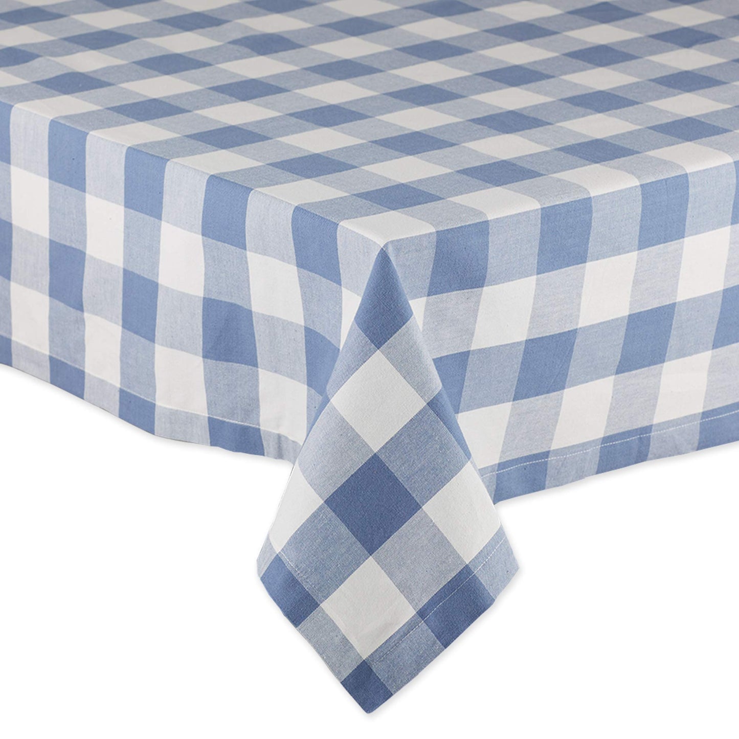 DII Buffalo Check Collection, Classic Farmhouse Tablecloth, 52 x 52, Stonewash Blue